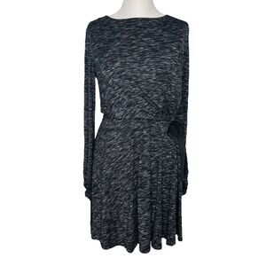 Anthropologie Faux Wrap Dress sz S * Saturday Sunday Long Sleeve Black Gray